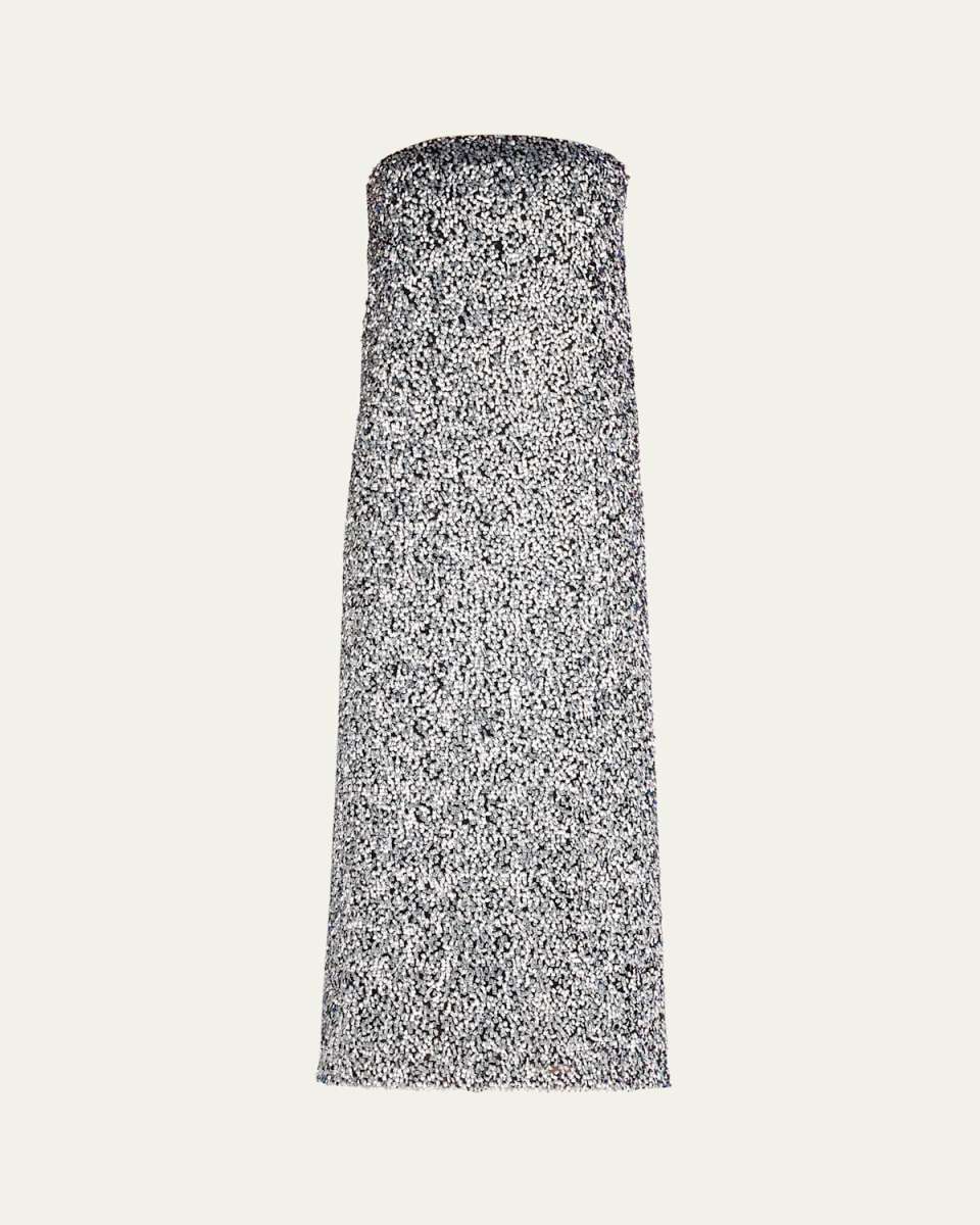 Strapless Sequined Column Gown
